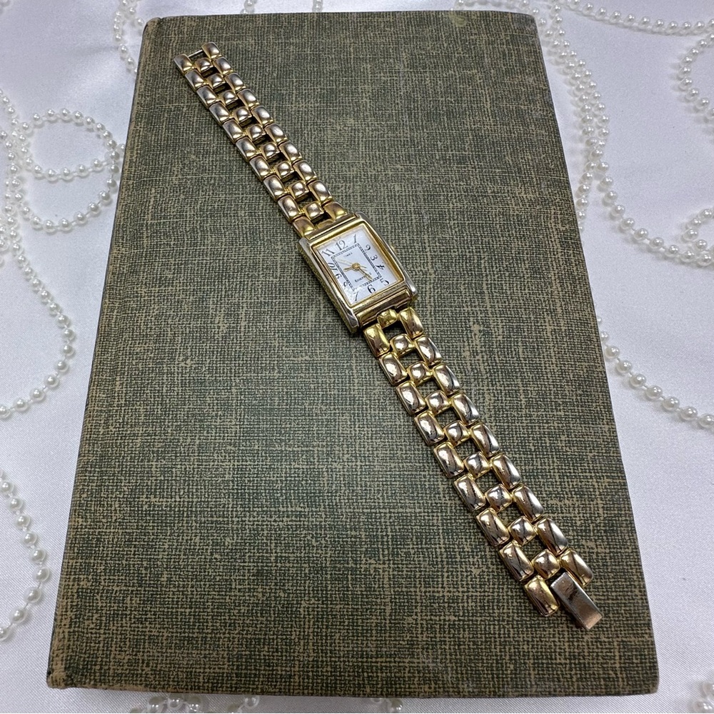 Classic Rectangular Dial Gold Timex Watch - image 5